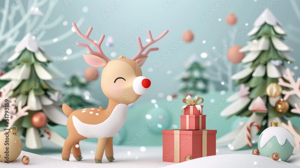 Fototapeta premium santa claus and reindeer