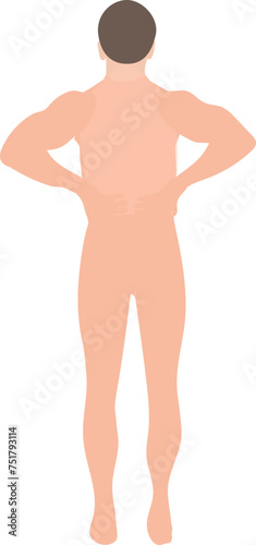 A vector illustration depicting the silhouette of a nude, athletic man with a muscular physique on a white background. The image portrays strength, dynamism, and athleticism, showcasing his toned musc