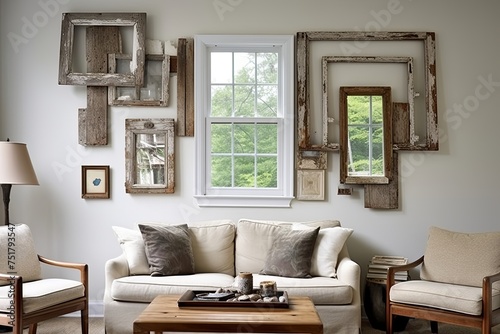 Reclaimed Materials: Transforming Old Window Frames into Chic Photo Collage Art Displays photo