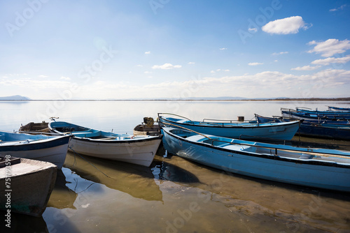 Decorated day-trip boats in Işıklı Lake in Denizli's Çivril district. Isıkli Lake is flooded with visitors during lotus time. It is also a popular lake for hunters.