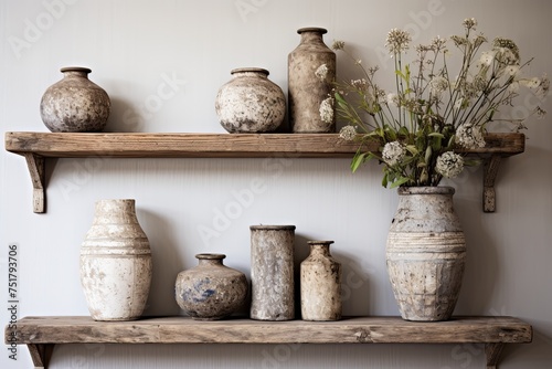 Reclaimed Material Art Displays: Nordic Flat Featuring Salvaged Wooden Shelves and Ceramic Vases