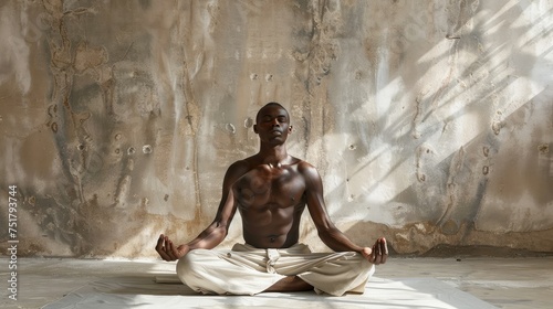 mindfulness yoga man isolated