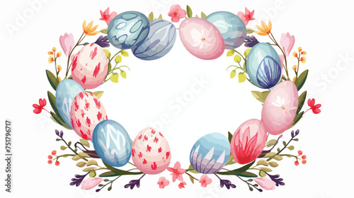 Colorful Easter eggs wreath. Vector illustration. is