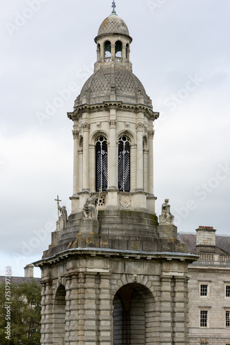  Trinity College, Campanile, Library Square, Ireland's oldest university. Dublin, Ireland.