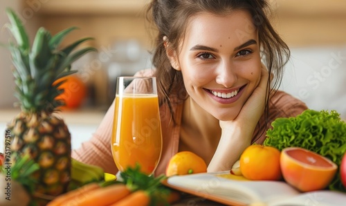 A woman is thinking to start her healthy nutritional journey photo