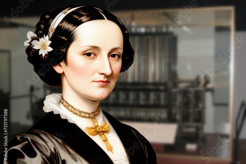 Ada Lovelace was a mathematician who is widely regarded as the first computer programmer, generative AI photo