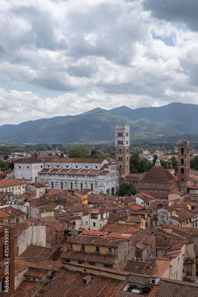 Panoramic view of ancient Italian city Lucca
