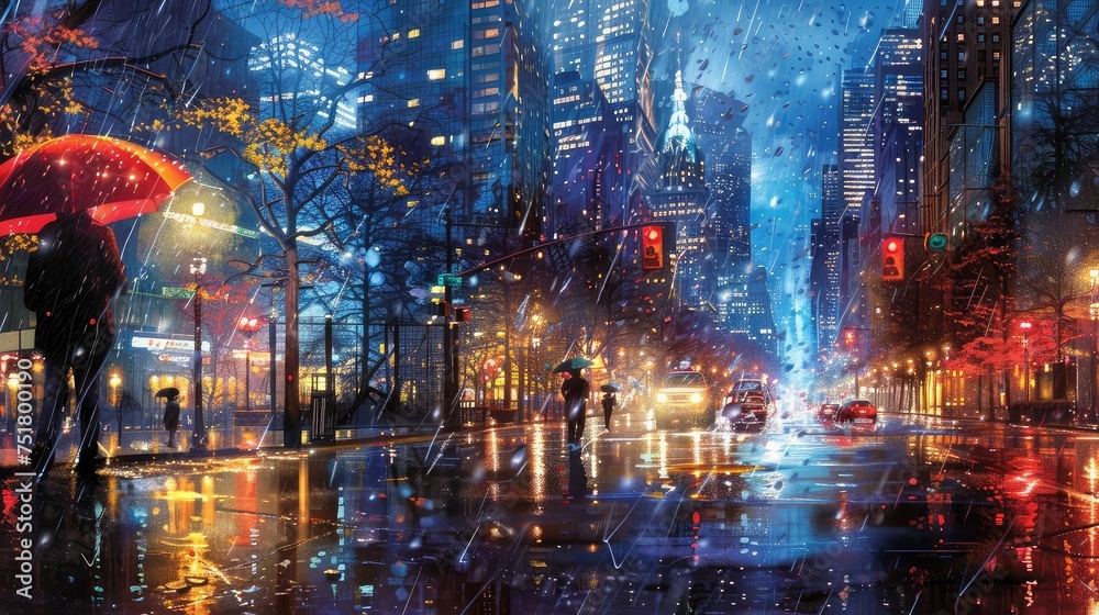 umbrella rainy city