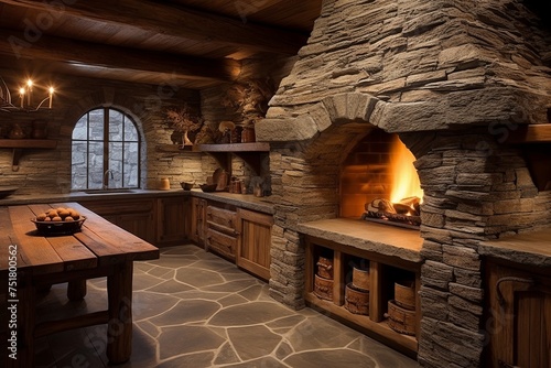Rustic Stone Oven Designs  Bamboo-Framed Stone and Wood Blend