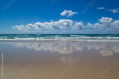 beach reflection with clouds