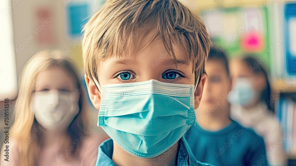 protection child wearing mask school