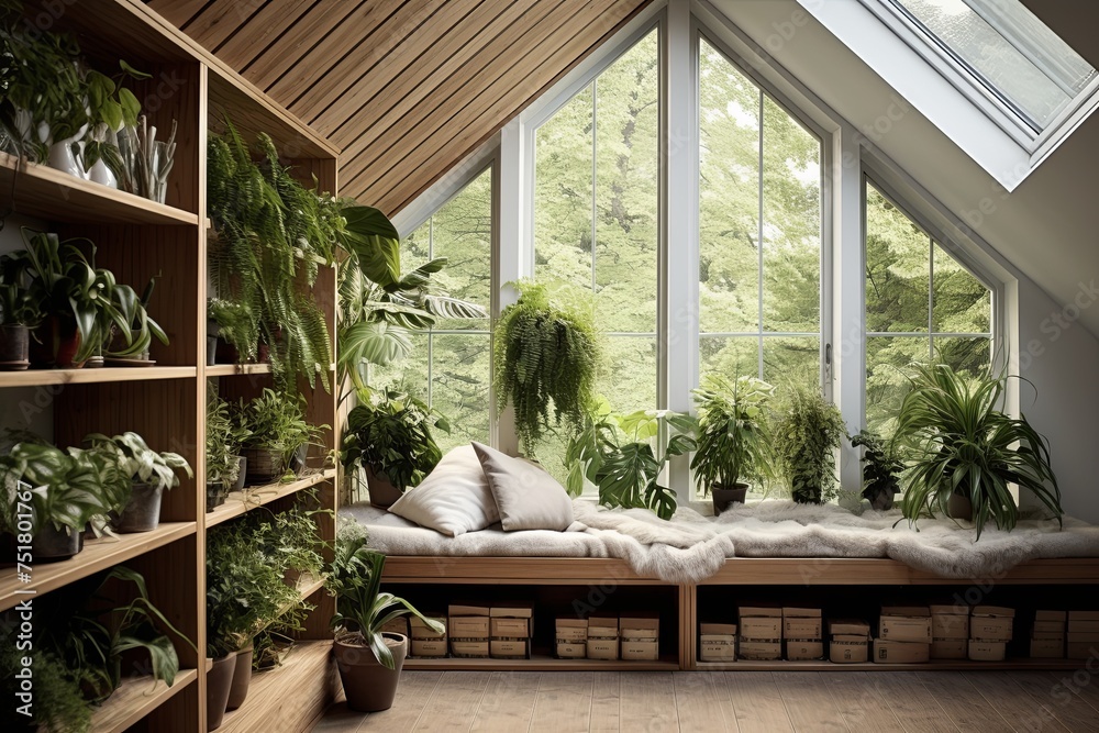 Scandinavian Oasis: Open-Air Shower with Wooden Elements and Fresh Green Plants Scandinavian Oasis: Open-Air Shower with Wooden Elements and Fresh Green Plants