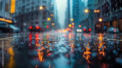 puddles rain city road