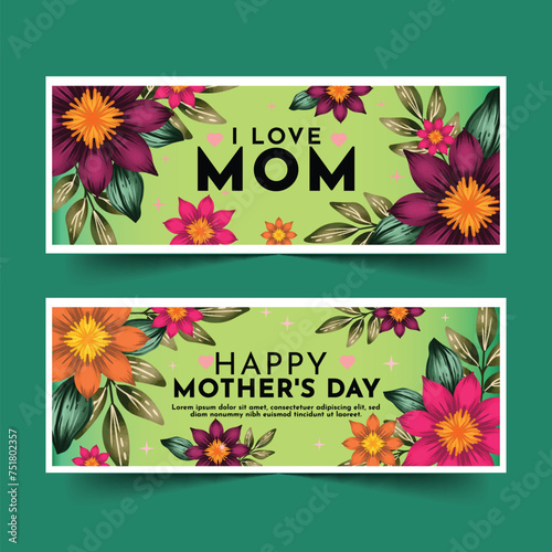 hand painted watercolor mother s day banners set design vector illustration