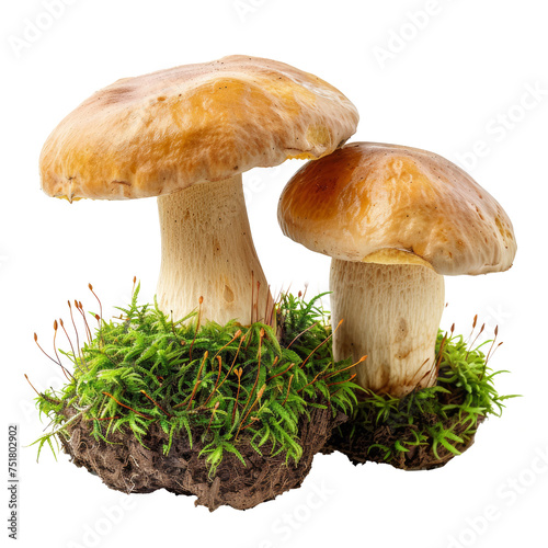 Mushrooms Resting on Mossy Ground