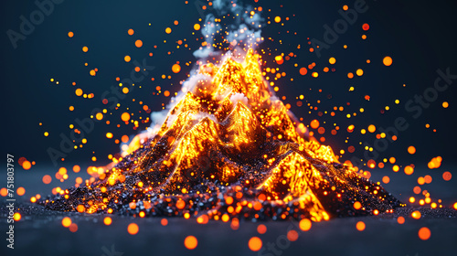 3D animation of a natural phenomenon, for example, eruption of a volca photo