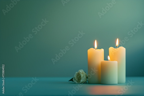 Minimalist condolence card with three candles photo