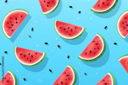 a watermelon slices on a blue background