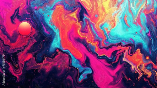 Vibrant Abstract Marbled Background with Swirling Colors and Fluid Art Patterns for Creative Design