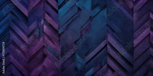 Dynamisches V-Muster in blauen und violetten Farbtönen auf strukturierter Oberfläche