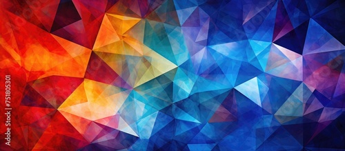 A dynamic and colorful abstract background featuring an array of triangles in various sizes and hues.