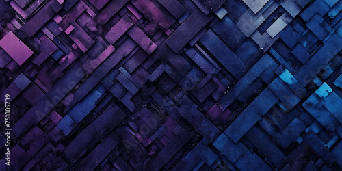 Kontrastreiches, geometrisches Muster in Blau und Violett photo