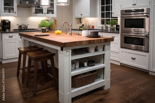 Smart Furniture: Modern Farmhouse Kitchen with Island and Built-In Gadget Docks