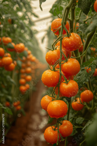 Ripe tomatoes in greenhouse