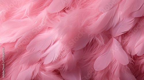 Bright colorful pattern, texture of pink feathers. A beautiful abstraction of colorful feathers. © Cherkasova Alie
