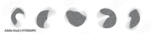 Collage with pattern of circles, dots, and pixels in a gradient effect, bitmap style and subtle grain texture. Flat vector illustration isolated on white background.