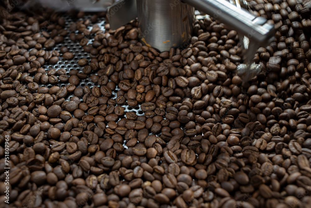 The coffee bean in the roasted coffee machine The coffee bean in the roasted coffee machine