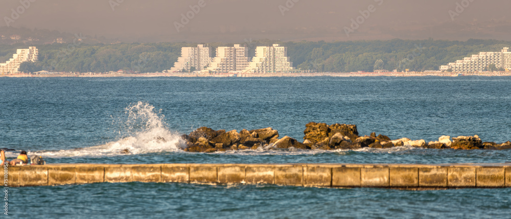 Morning scene at the Black Sea in Balchiik, the touristic landmark in Bulgaria