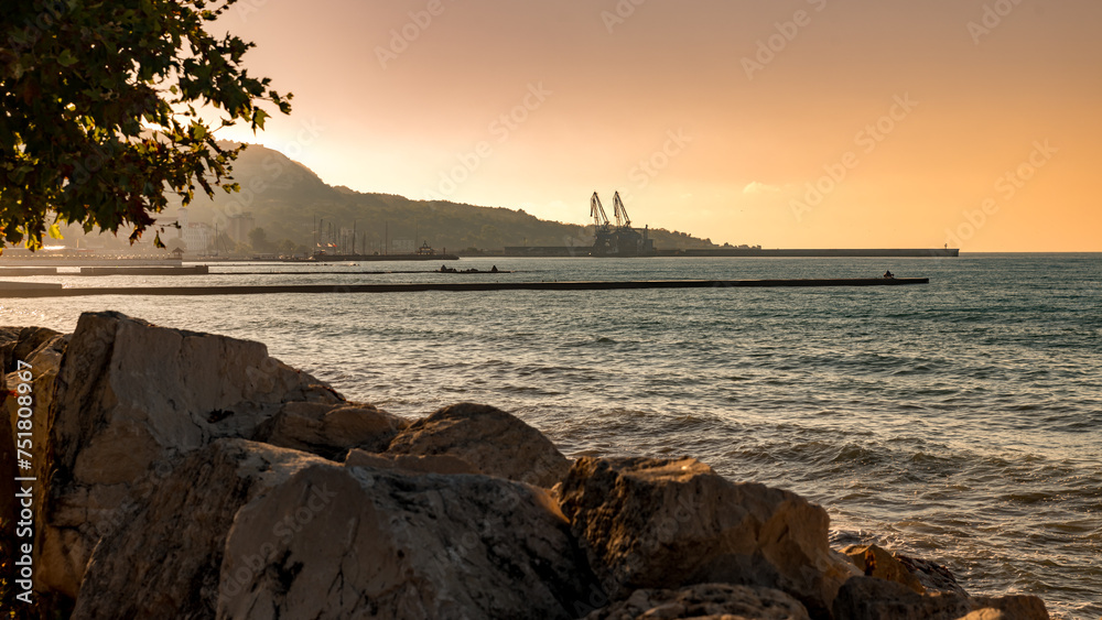 Morning scene at the Black Sea in Balchiik, the touristic landmark in Bulgaria