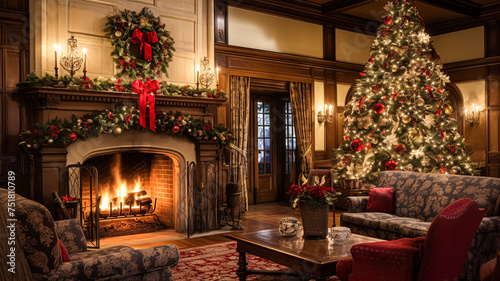 Christmas at the manor, English countryside decoration and interior decor