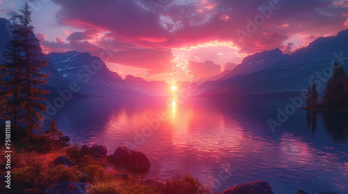 sunset at St. Mary Lake, Glacier national park, MT. © Matthew