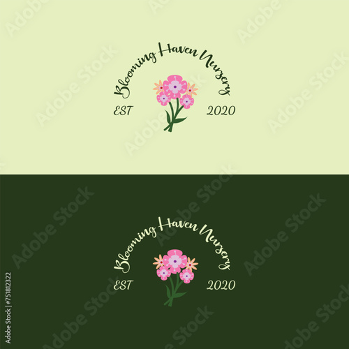 botanical logo boho logo flower nursery bloom heaven garden floral logo unique outstanding professional trendy elegant awesome artistic logo