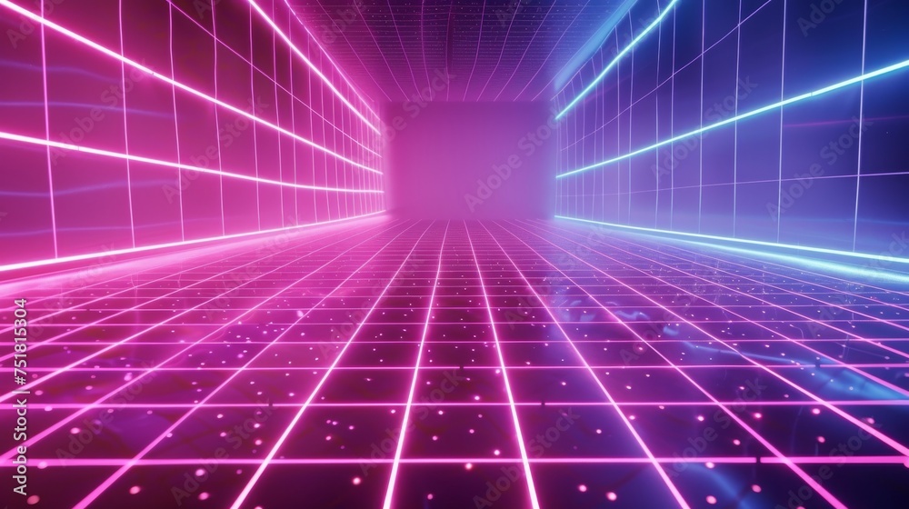 Bright neon grid retro background Bright neon grid retro background