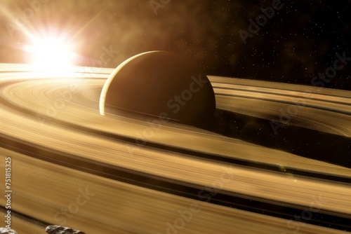 Saturn Rings Illuminated by Sunlight photo