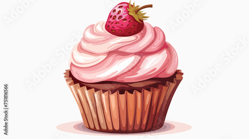 Sweet cupcake baked for gourmet dessert over white i