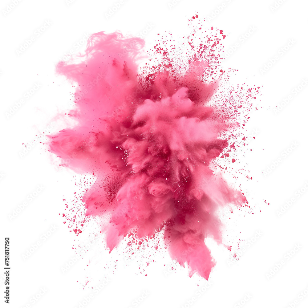 pink powder explosion effect isolated or on white background