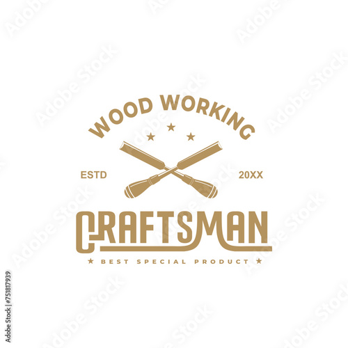 Logo Vintage retro for craftsman. Carpentry tools silhouette icons