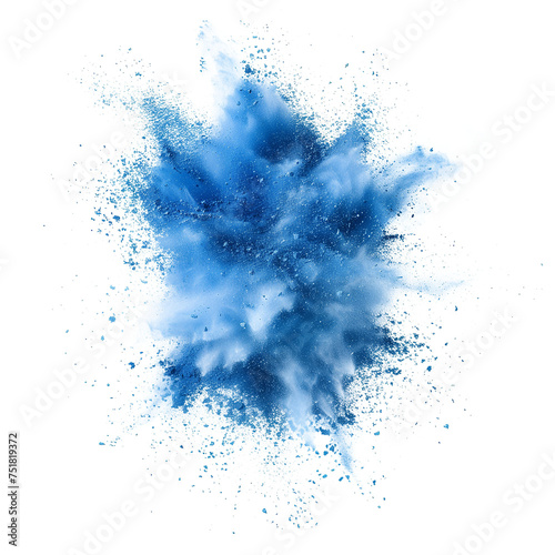 blue powder explosion effect isolated or on white background