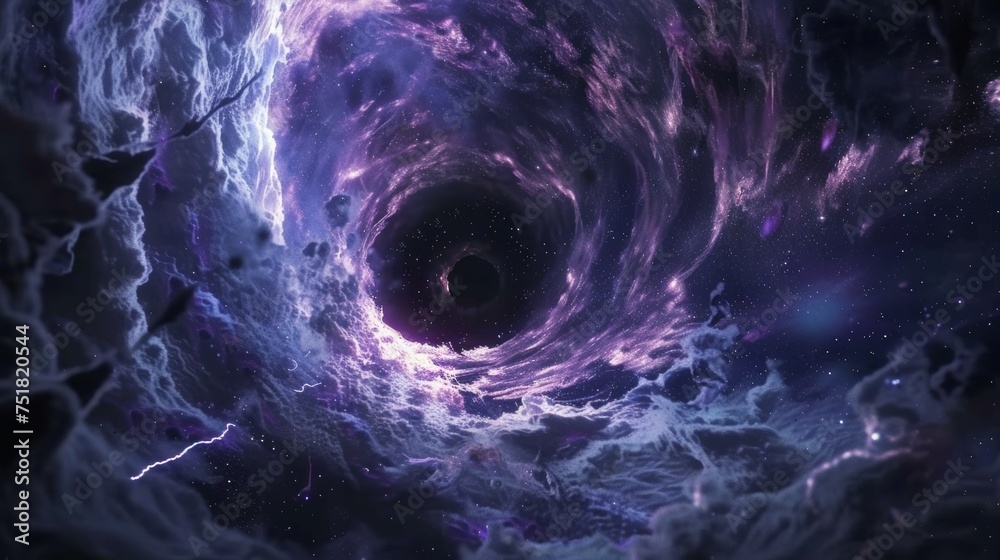 Cosmic purple vortex black hole in space - obrazy, fototapety, plakaty 