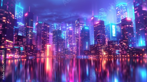 Futuristic neon cityscape  urban and vibrant