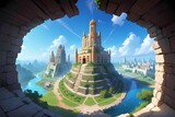  PRGゲーム背景風古代文明神殿塔遺跡都市