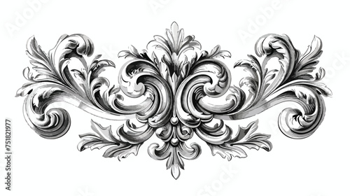 Vintage baroque frame scroll ornament engraving bord