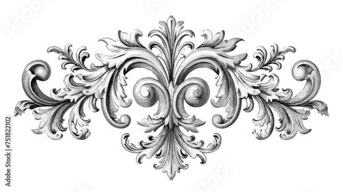 Vintage baroque frame scroll ornament engraving bord