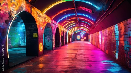 vibrant tunnel neon background