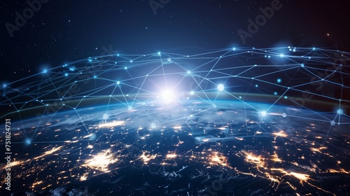 Digital world globe, concept of global network and connectivity on Earth, high speed data transfer and cyber technology, information exchange and international telecommunication