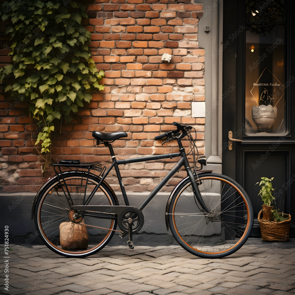 BK Bicycle: A Contrast of Urban Sophistication and Timeless Vintage resting against a Brick Wall
